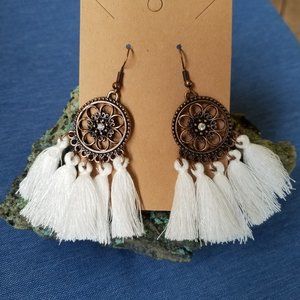 Tassel Earrings:  White - NWOT